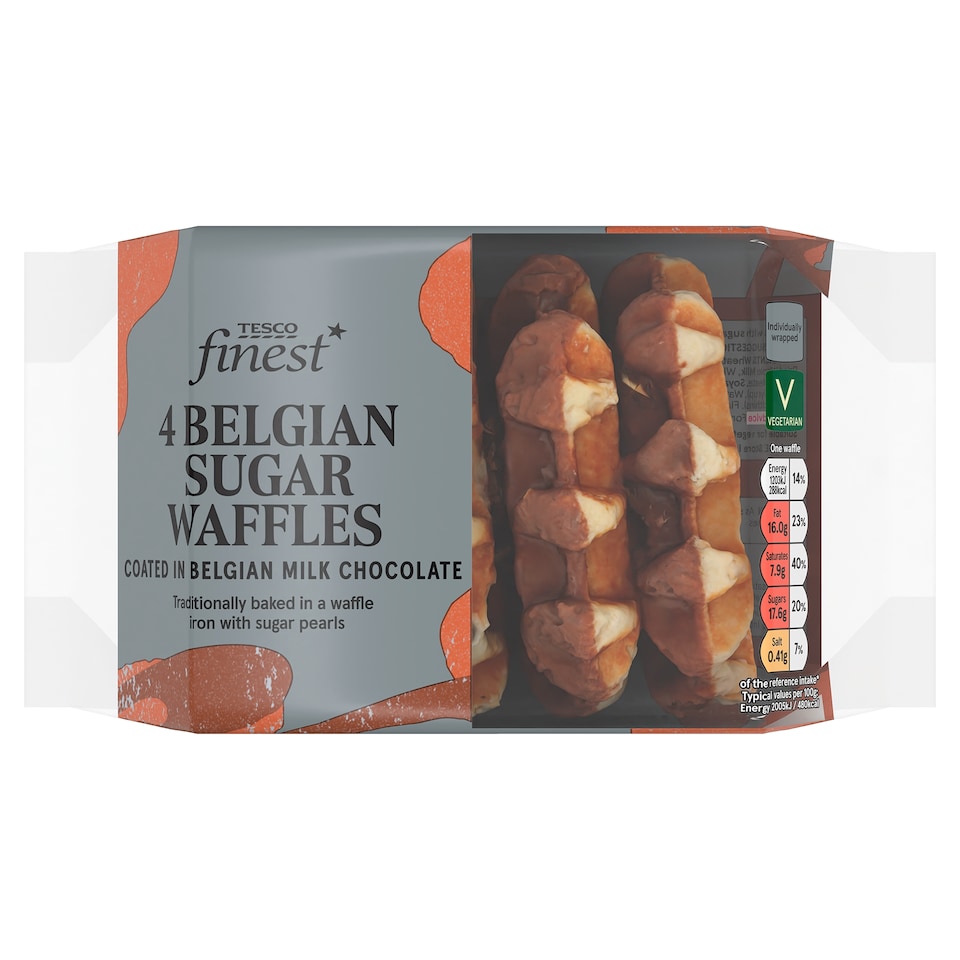 Tesco Finest Belgian Chocolate Coated Sugar Waffles 4 Pack 240g