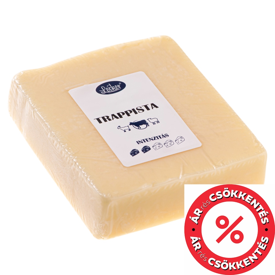 Lecker félzsíros, félkemény darabolt trappista sajt