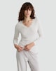 image 1 of F&F Medium Warmth Thermal Lace Trim Long Sleeved Top in Neutral
