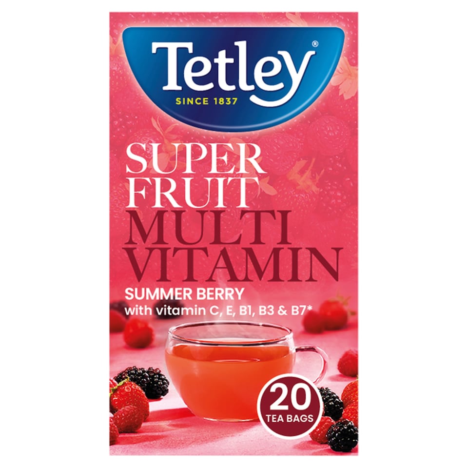 Tetley Super Fruit Multivitamins Berry 20 Tea Bags 40G
