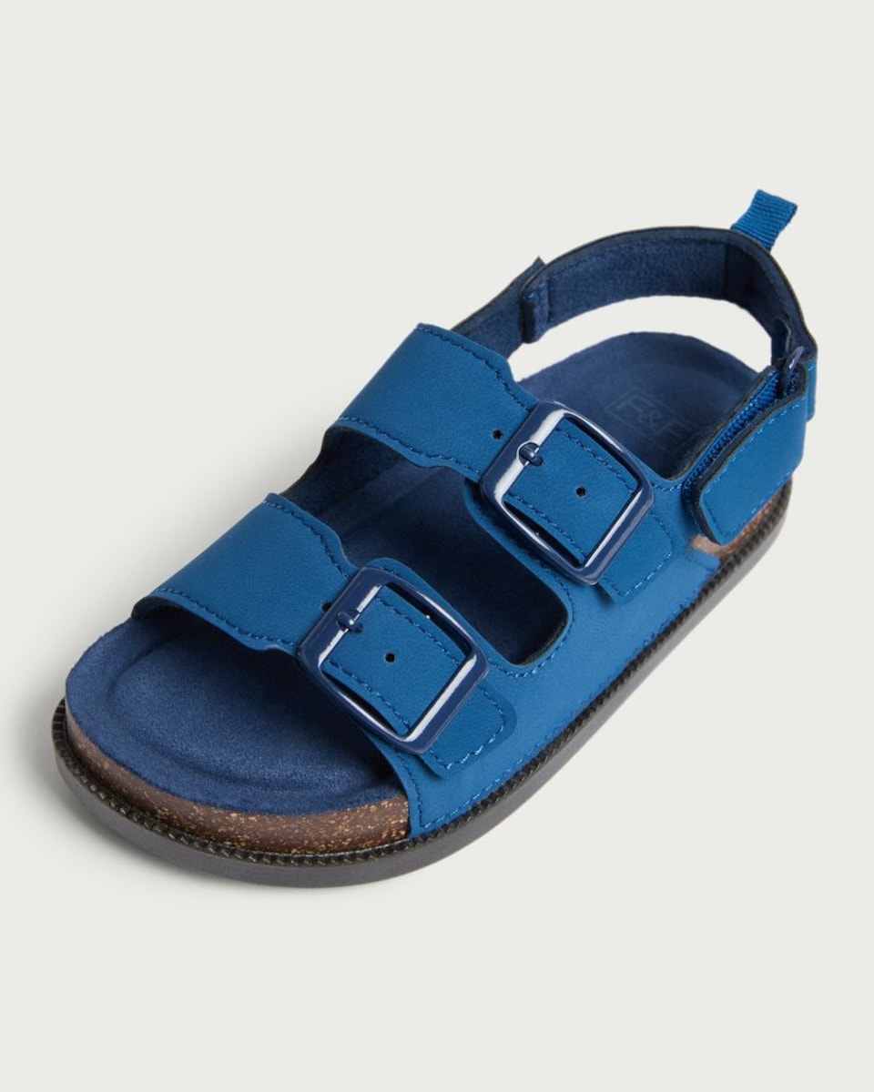 image 1 of F&F Boys Double Strap Buckle Sandals in Blue