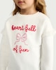 image 2 of F&F Girls Cotton Rich Embroidered Sweatshirt in Cream