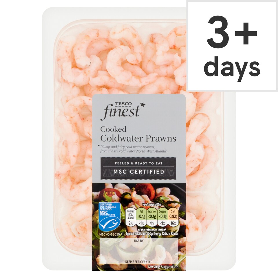 Tesco Finest Cooked & Peeled Coldwater Prawns 150g
