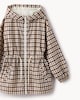 image 3 of F&F Girls Checked Hooded Raincoat in Brown