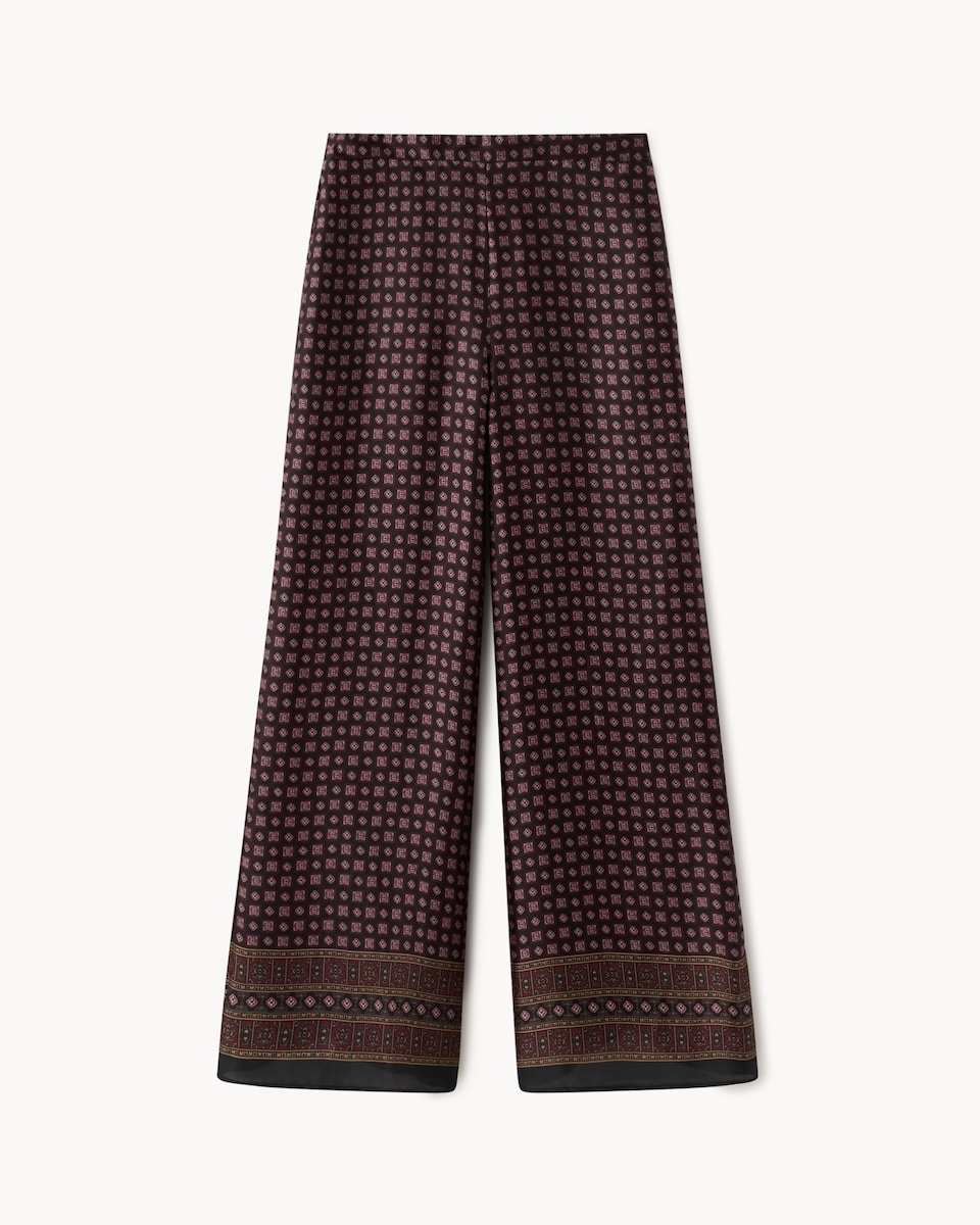 image 1 of F&F Scarf Print Wide Leg Co-ord Trouers in Multi Red