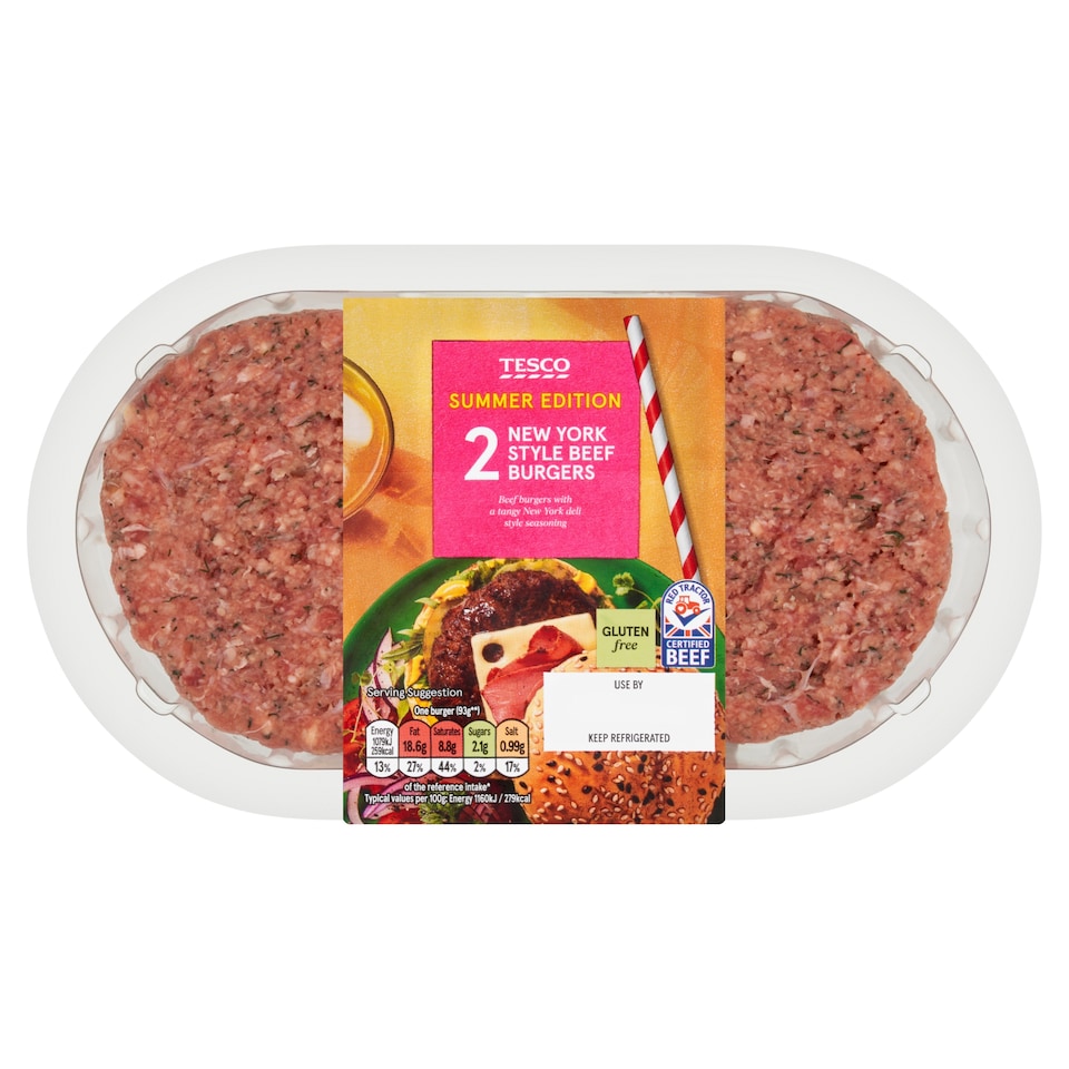 Tesco 2 New York Style Deli Burgers 227g