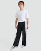 image 2 of F&F Girls Cotton Rich Wide Leg Side Stripe Popper Joggers in Black