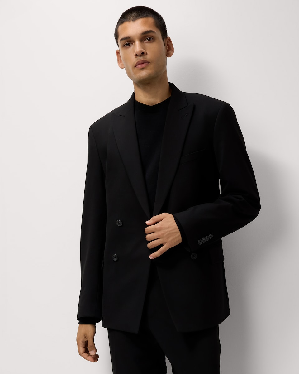 image 1 of F&F Tailored Fit Double Breasted Formal Suit Jacket in Black