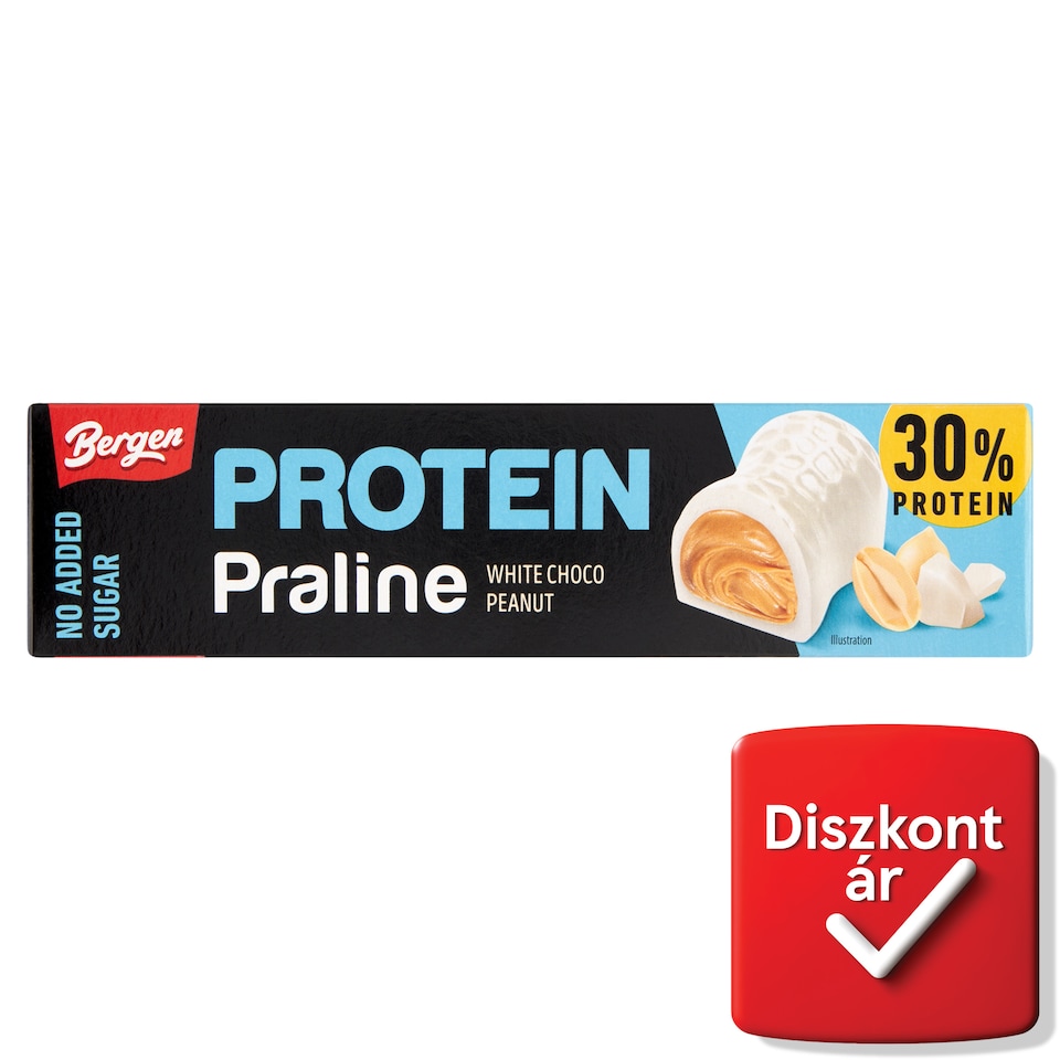 Bergen Protein Praline fehér csokoládé mogyoróval töltve 50 g