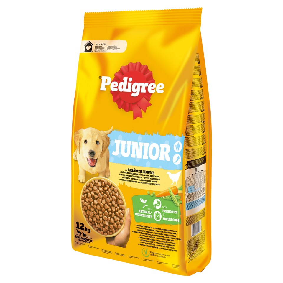 Pedigree Junior teljes értékű szárazeledel kölyökkutyák számára baromfival és zöldségekkel 12 kg