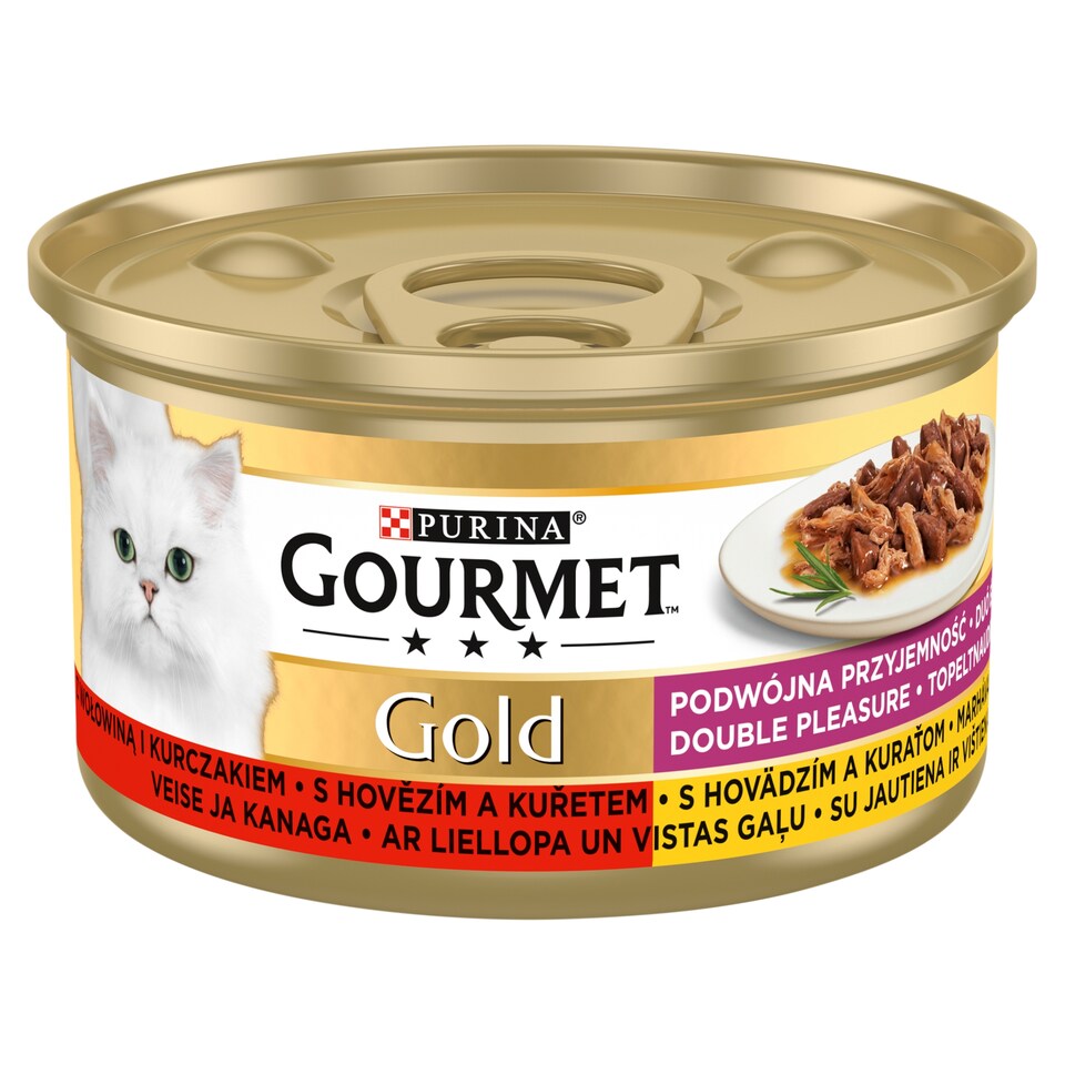 Gourmet Gold konzerva pro kočky hovězí, kuře 85g