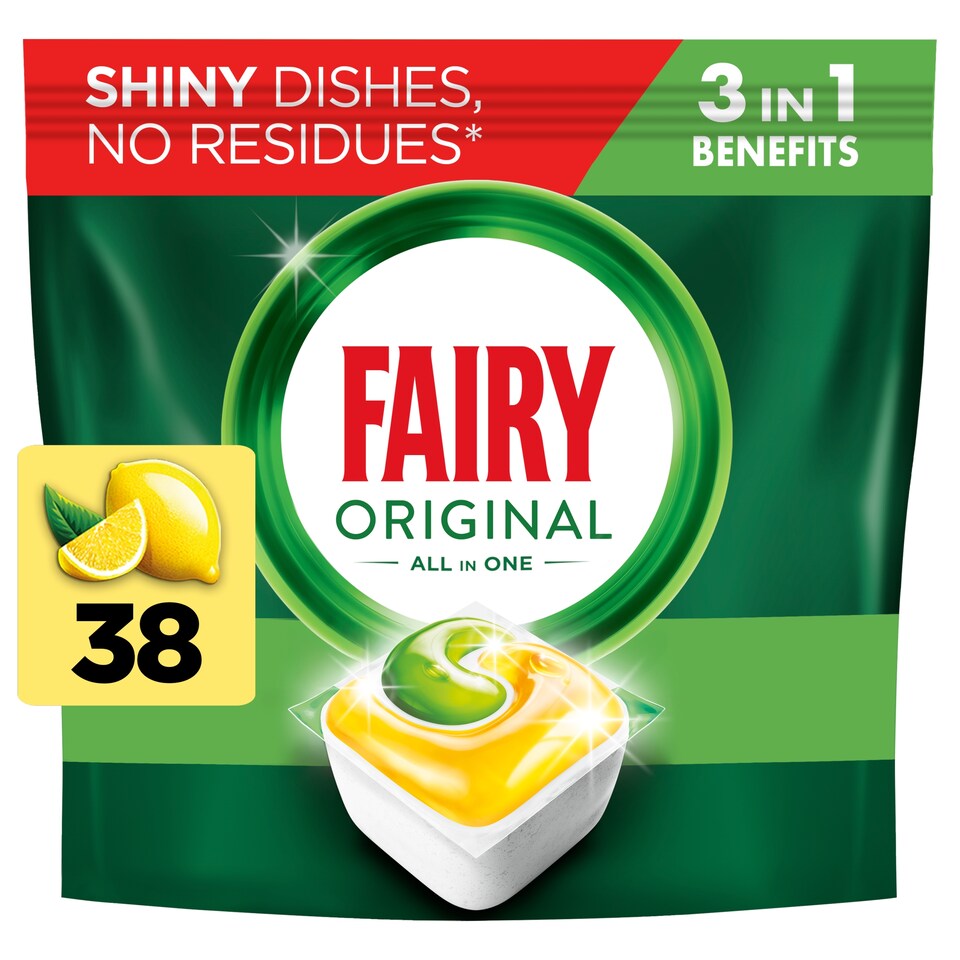 image 1 of Fairy All in One Dishwasher Tablets - Lemon 38 Pack 513g