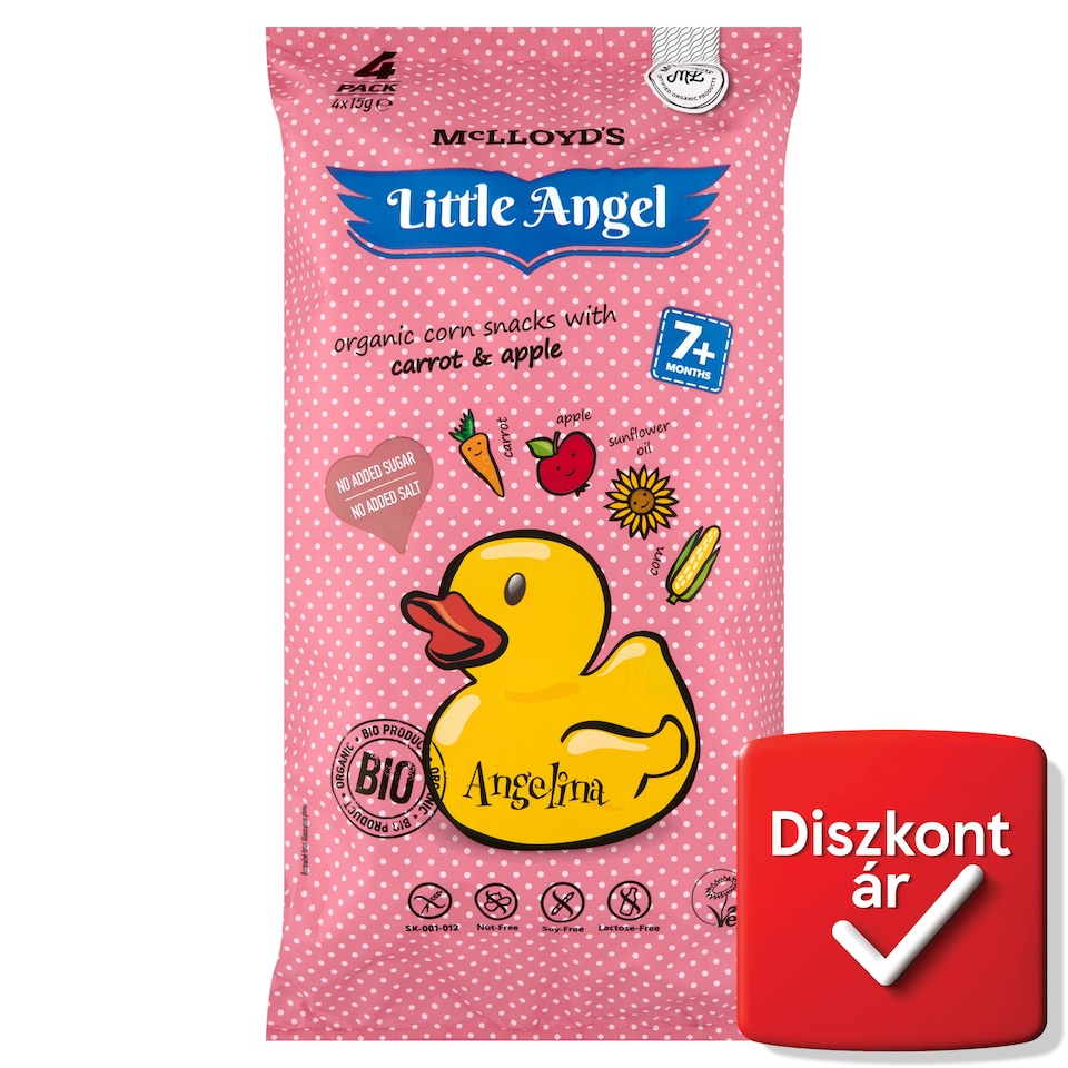 McLloyd's Little Angel Angelina Organic Corn Snack with Carrot & Apple 4 x 15 g (60 g)