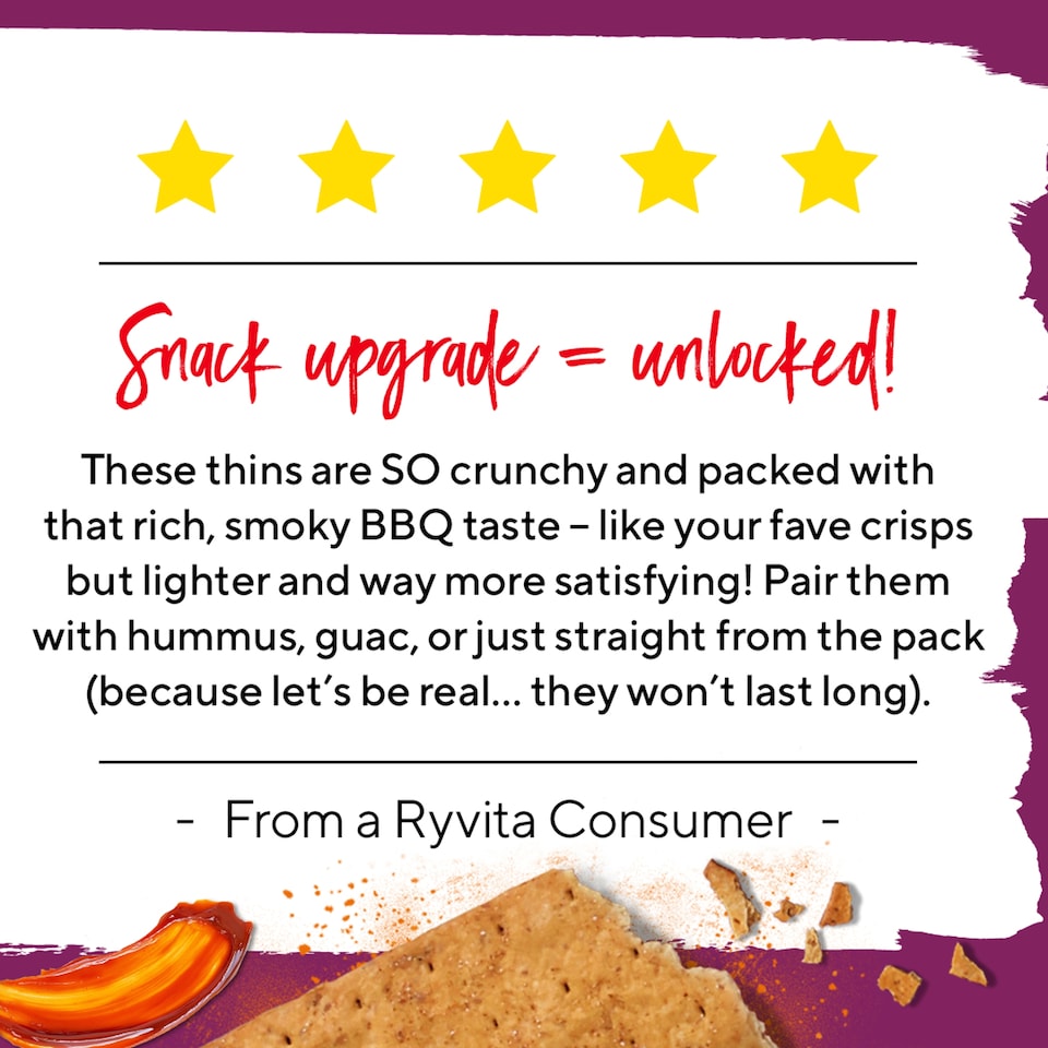 image 1 of Ryvita Snack It Thins Smoky BBQ Flatbread Snacks 125g