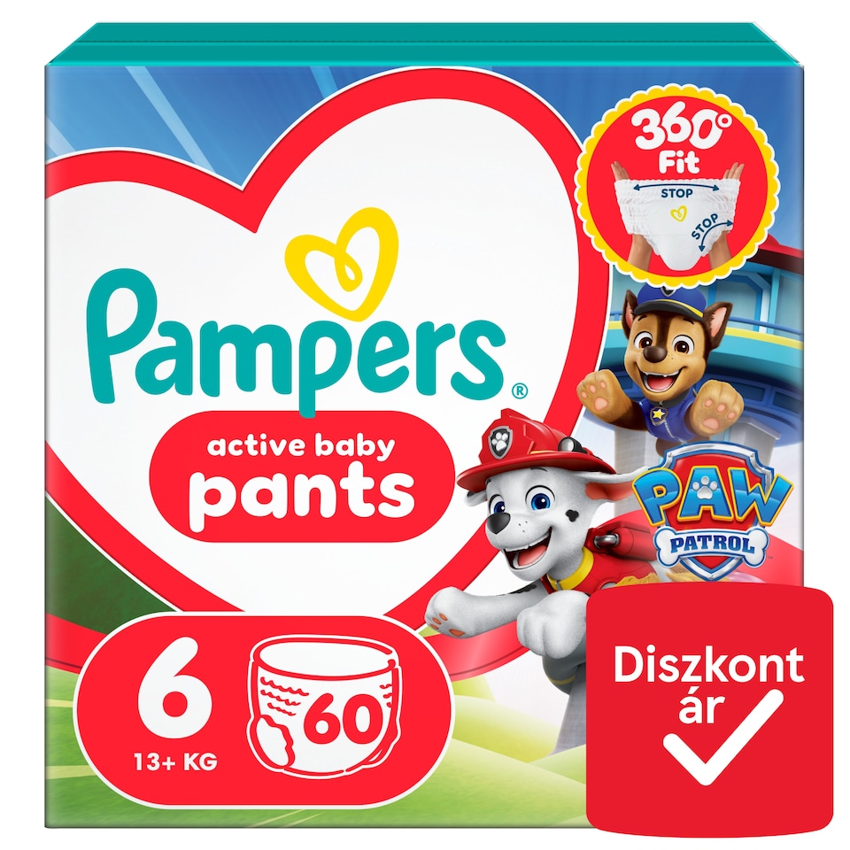 image 1 of Pampers Active Baby Nappy Pants Paw Patrol Edition Size 6, 60 Nappies, 13kg+
