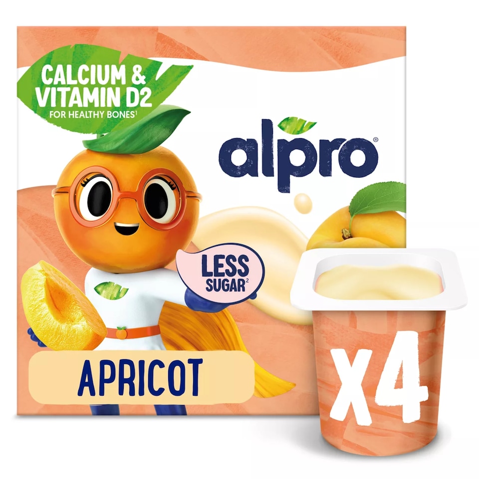 Alpro Kids Apricot Soya Dairy Free Yoghurt Alternative 4 x 115g