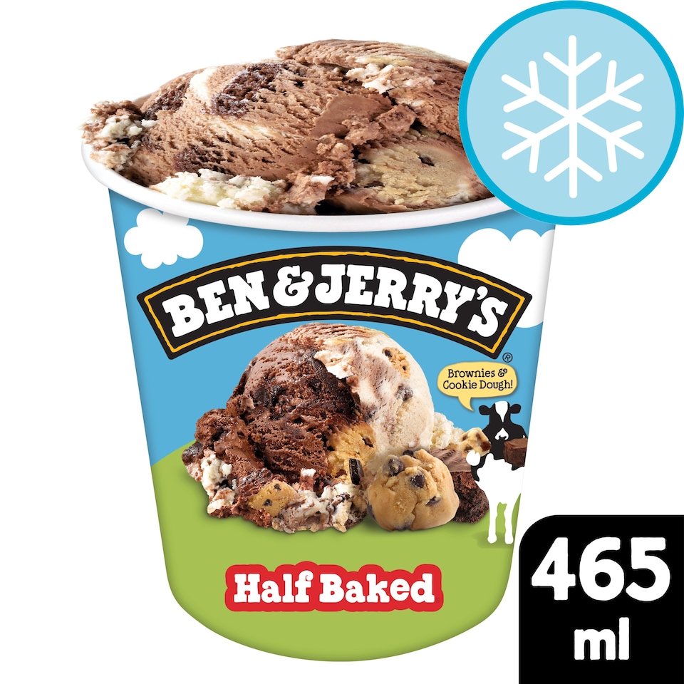 image 1 of Ben & Jerry's Half Baked Chocolate & Vanilla Ice Cream Tub 465ml
