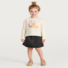 F&F Girls Pure Cotton Graphic Top and Skirt Set in Multi