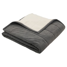 F&F Home Dark Grey Velvet Sherpa Throw