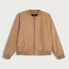 The F&F Edit Faux Suede Zip Front Bomber Jacket in Tobacco