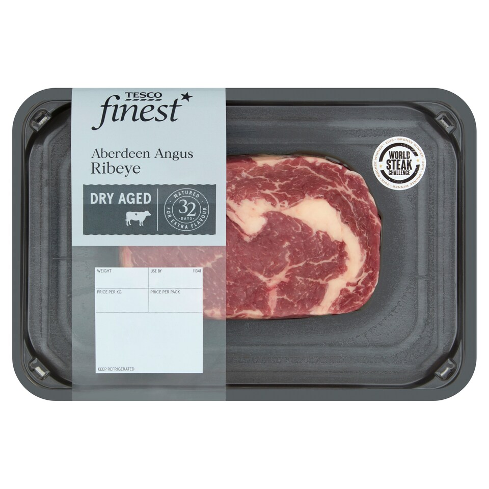 Tesco Finest 35 Day Salt Dry Aberdeen Angus Ribeye Steak