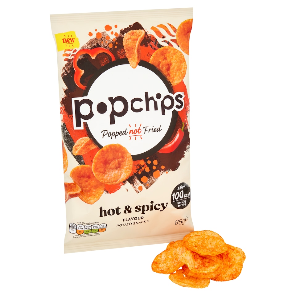 image 1 of Popchips Hot & Spicy Flavoured Potato Snacks 85G