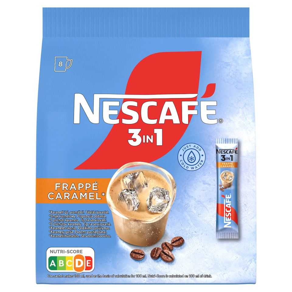 NESCAFÉ 3in1 Frappé Caramel Flavoured Instant Coffee Speciality 8 x 15 g (120 g)