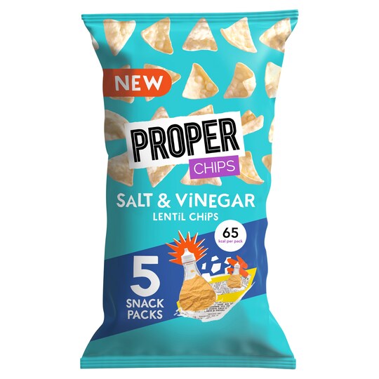 Proper Chips Salt & Vinegar Lentil Chips 5 X 14G Tesco Groceries