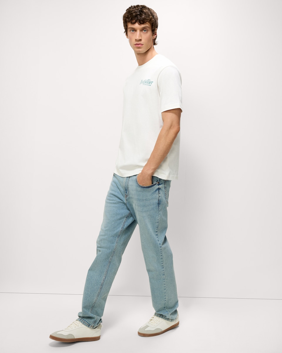 image 1 of F&F Pure Cotton Slogan T-Shirt in Ecru
