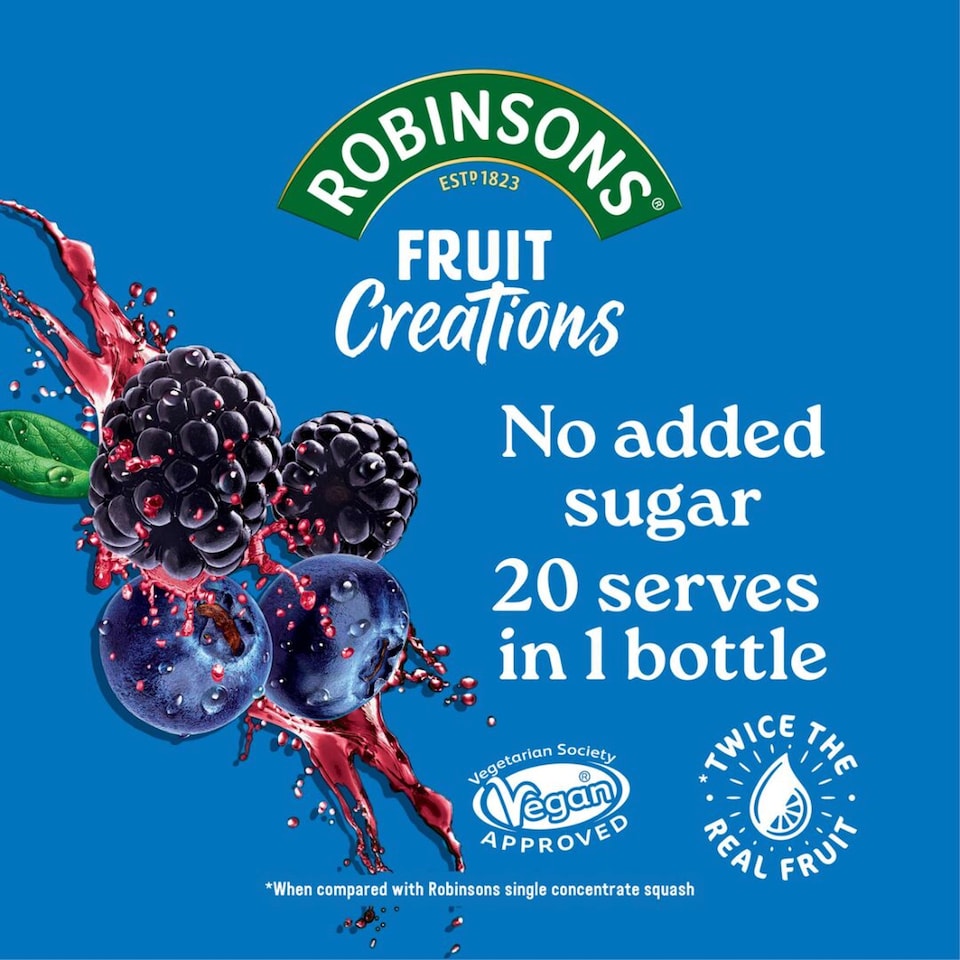 image 1 of Robinsons Fruit Creations Blackberry & Blueberry Squash 1L