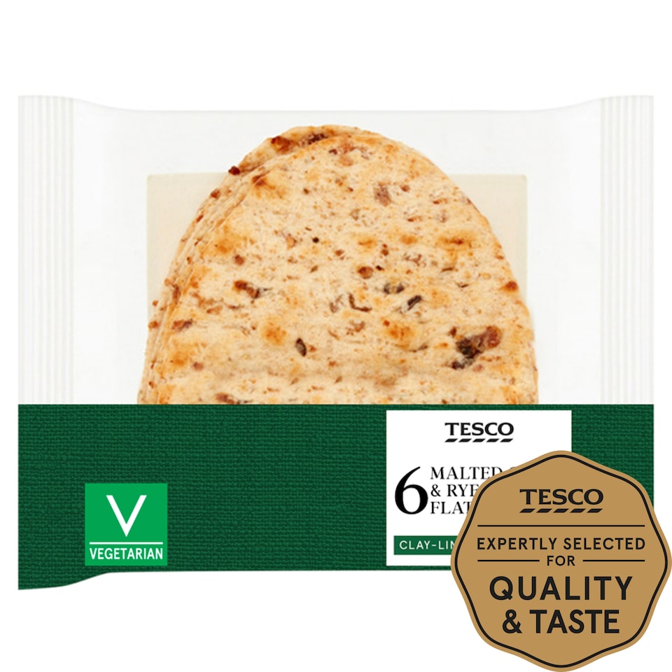 Tesco Malted Grain & Rye Folded Flatbread 6 Pack