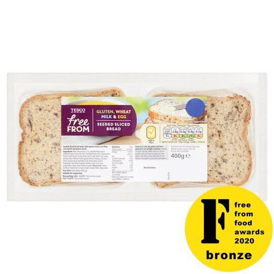 Tesco Free From Seeded Sliced Bread 400G Tesco Groceries