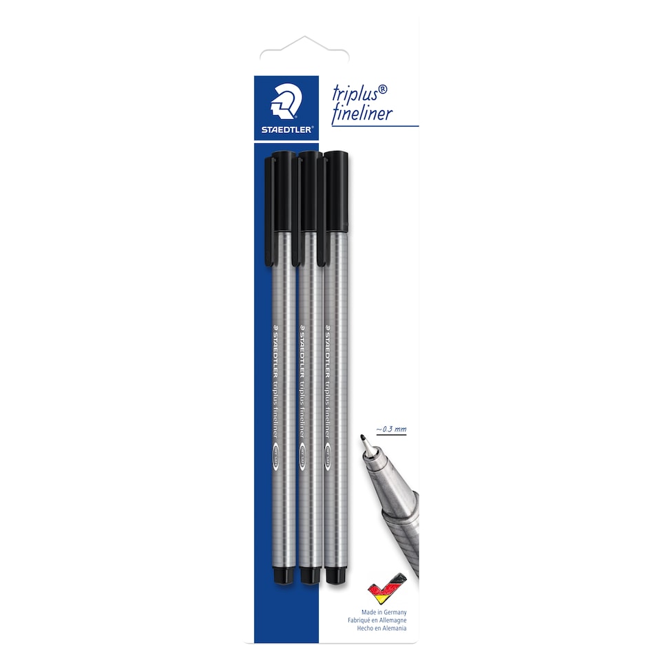 Staedtlertriplus Fineliners Black 3 Pack