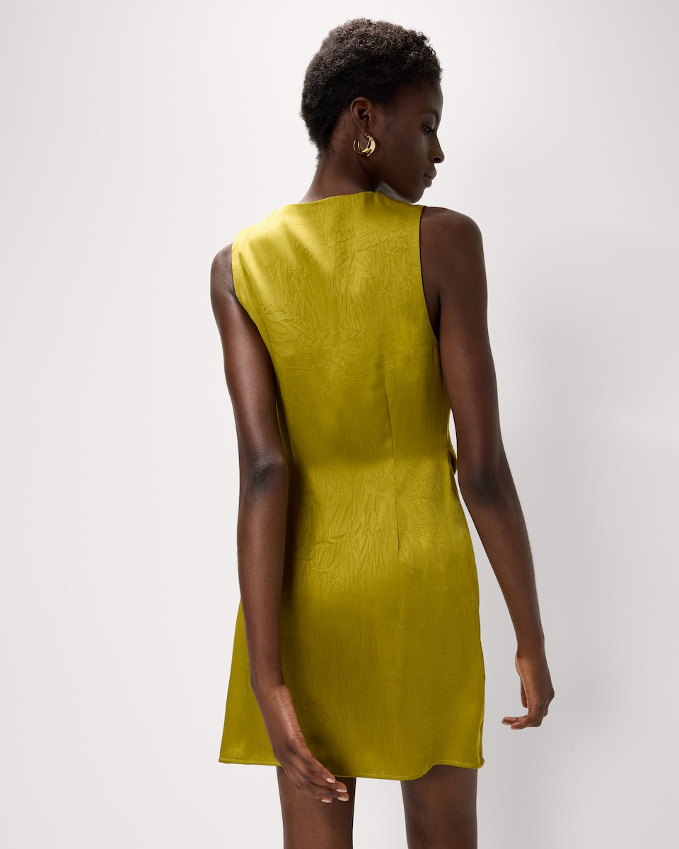 image 1 of F&F Satin Cowl Neck Mini Dress in Green