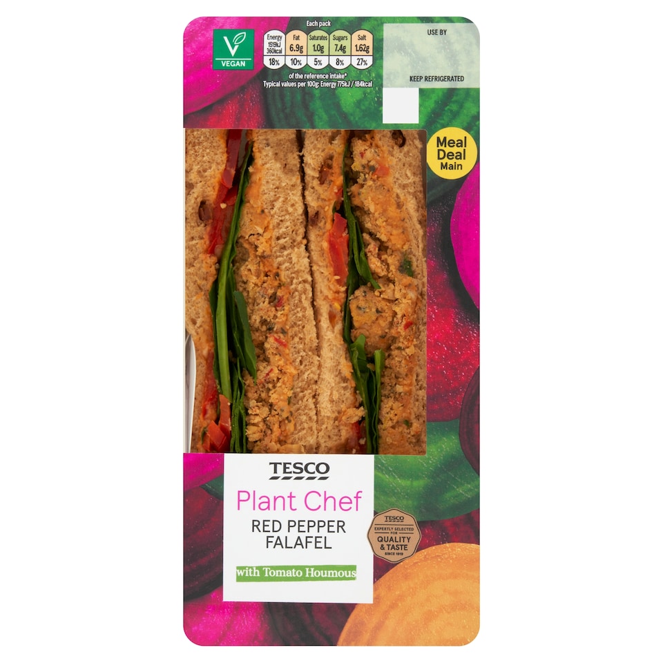 Tesco Plant Chef Red Pepper Falafel Sandwich
