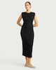 image 1 of F&F Sleeveless Ruched Side Midi Dress in Black