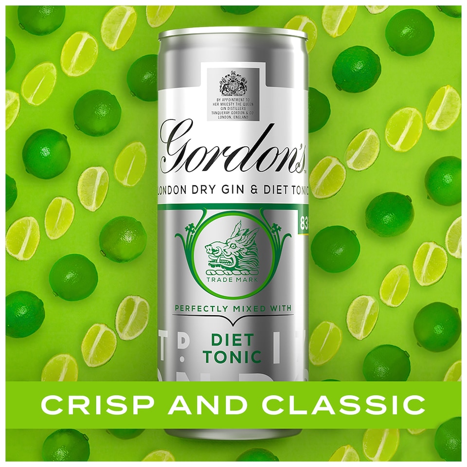 image 1 of Gordon's Dry Gin & Slimline Tonic Premixed Can 5% Vol 10x250ml