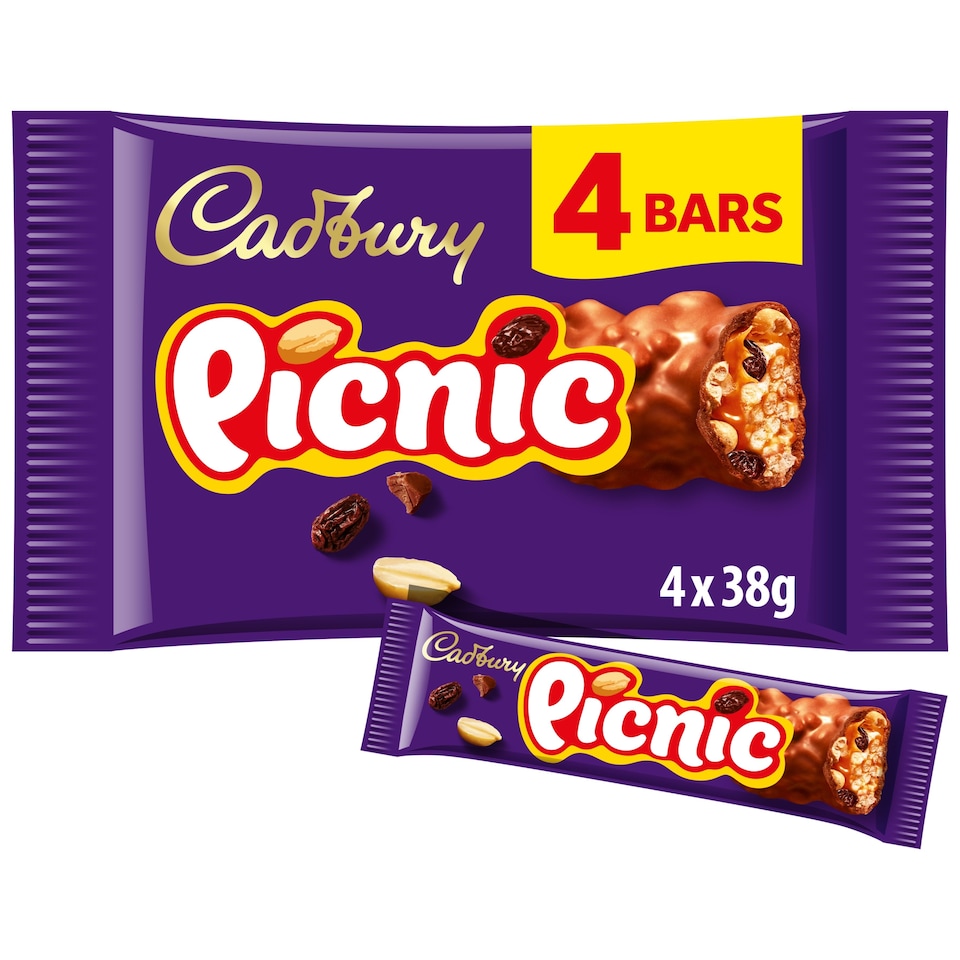 Cadbury Picnic Chocolate Bar 4 Pack Multipack 152g