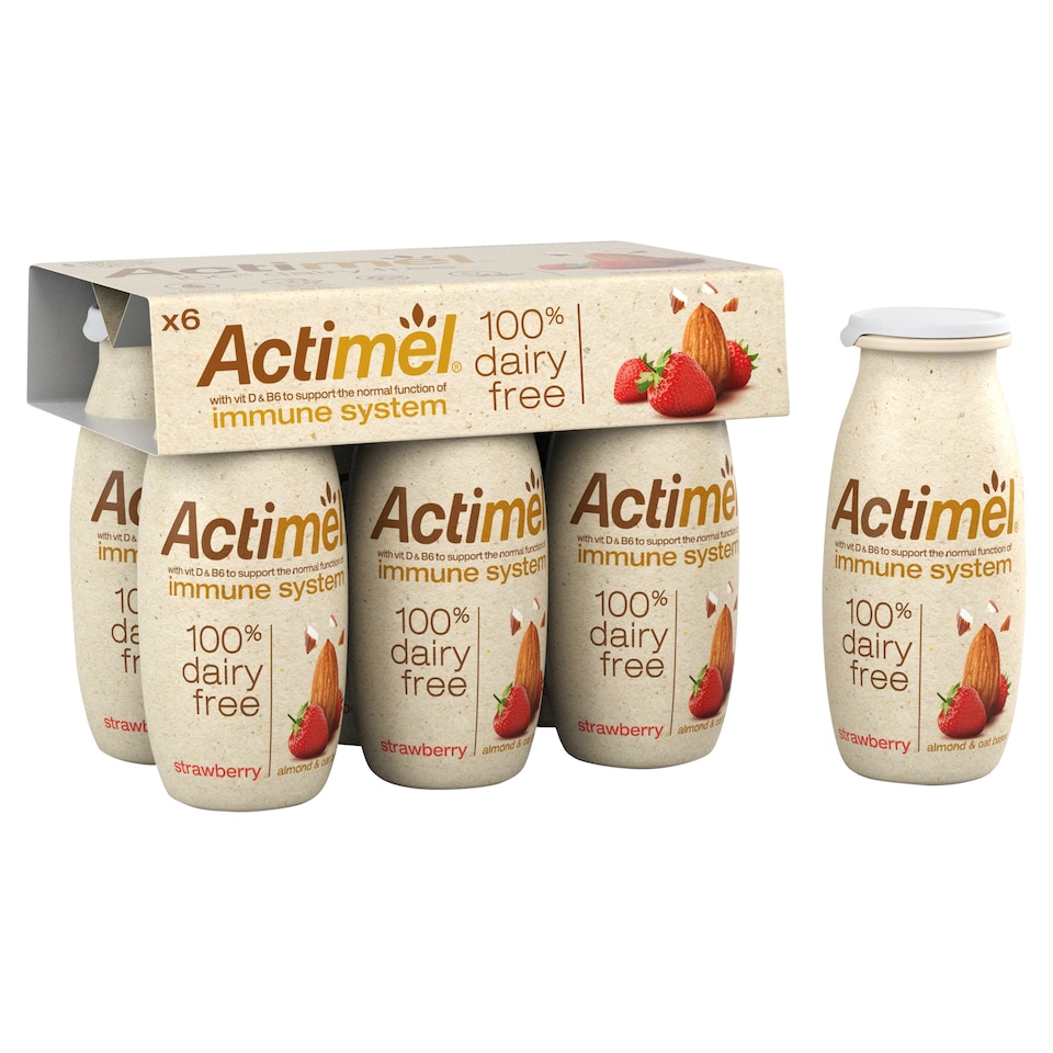 image 1 of Actimel Dairy Free Strawberry Yoghurt Drink Alternative Multipack 6x100g