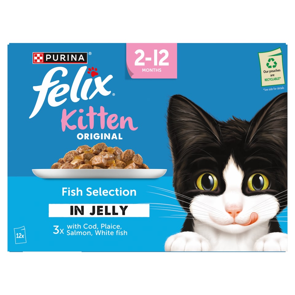 image 1 of Felix Original Kitten Fish Selection in Jelly Wet Cat Food 12x85g