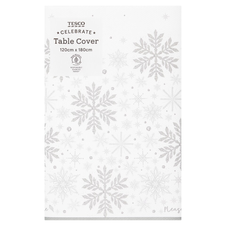Tesco Silver Snowflake Table Cover 180X120cm