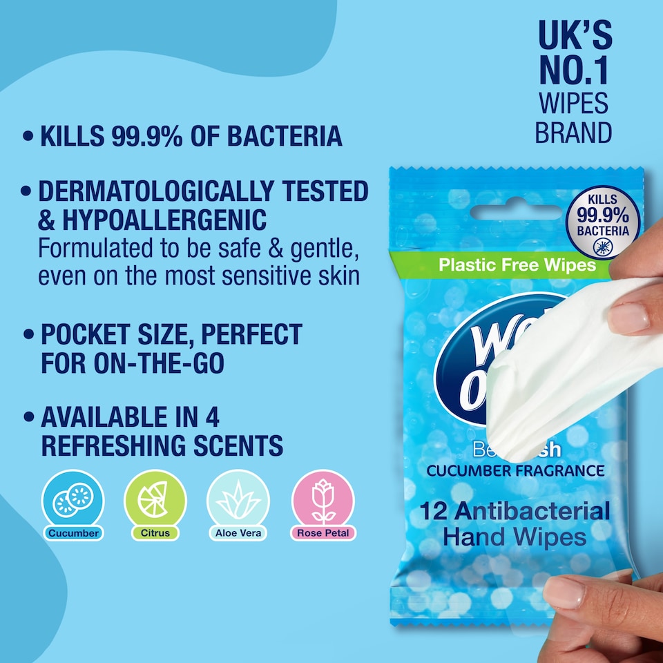 image 1 of Wet Ones Be Fresh 12 Antibacterial & Biodegradable Wipes