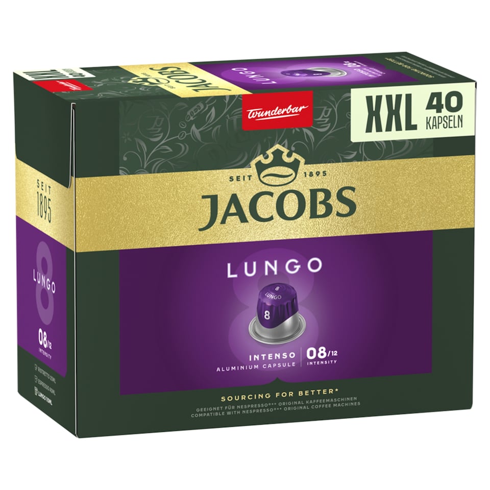 Jacobs Lungo Intenso Ground, Roasted Coffee in Capsules 40 pcs 208 g