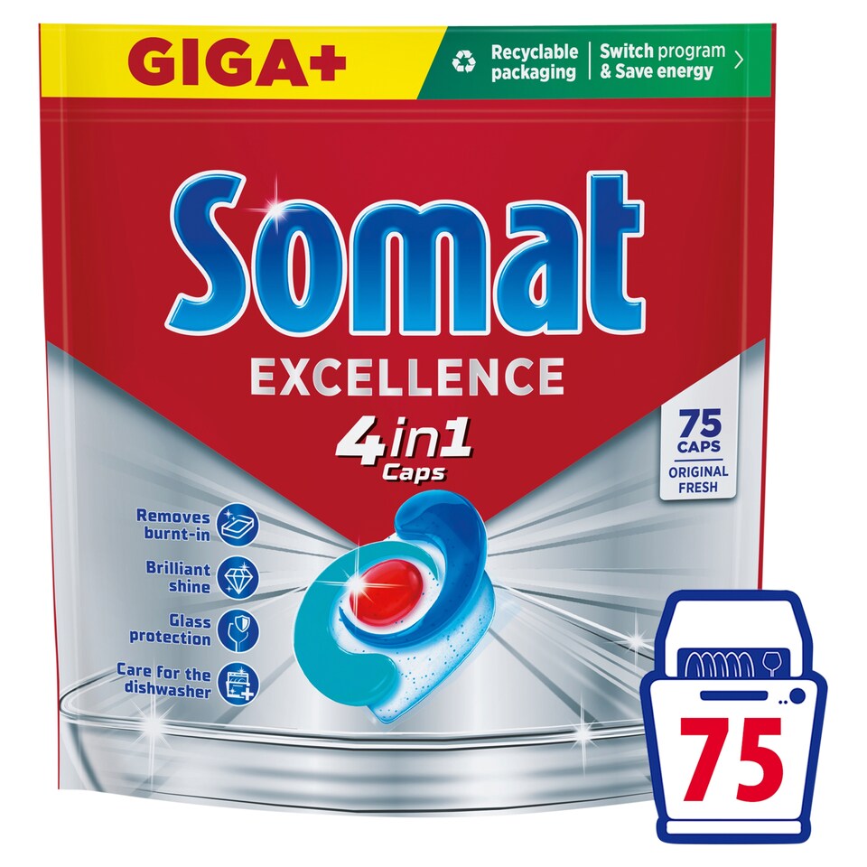 Somat Excellence 4in1 kapsuly do umývačky riadu 75 ks 1425 g