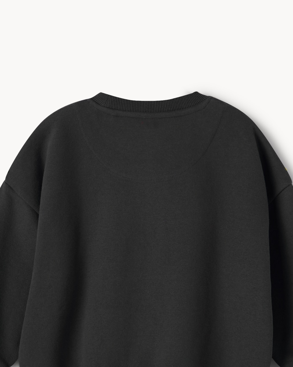 image 1 of F&F Boys Cotton Rich Halloween Boo Crew Sweatshirt in Black