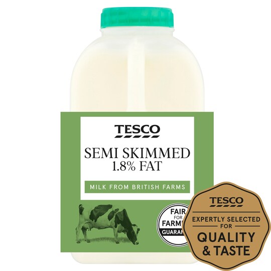 Tesco Semi Skimmed Milk 568Ml/1 Pint Tesco Groceries