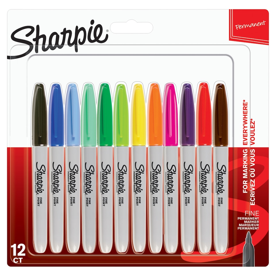 image 1 of Sharpie Permanent Marker Pens Fine Point Assorted 12 Pack