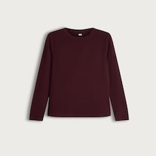 F&F Cotton Rich Crew Neck Long Sleeved Top in Burgundy