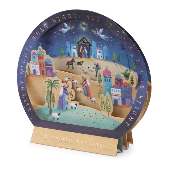 Tesco Luxury Nativity Snowglobe Cards 5 Pack Tesco Groceries