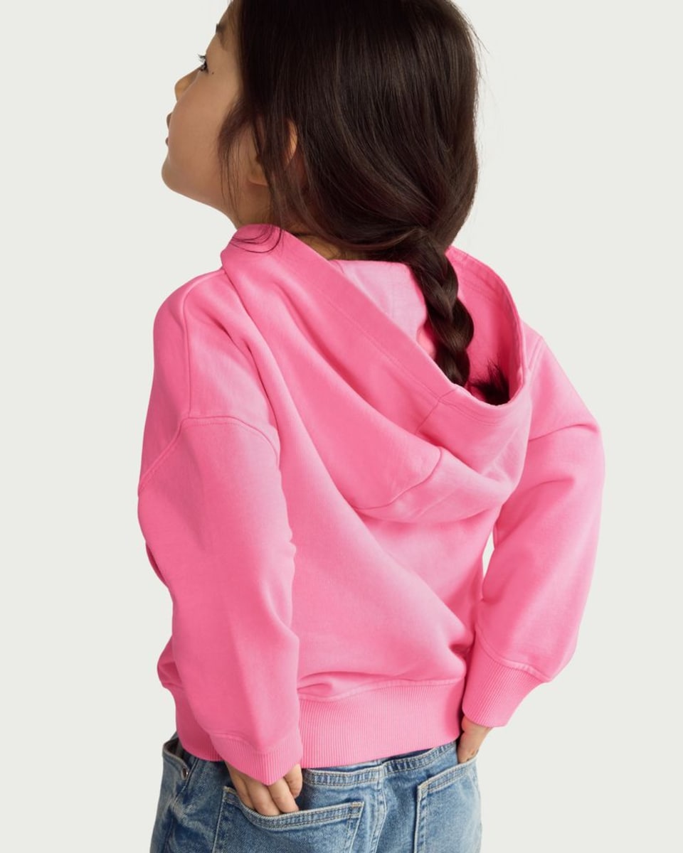 image 1 of F&F Girls Cotton Rich Zip Up Hoodie in Pink
